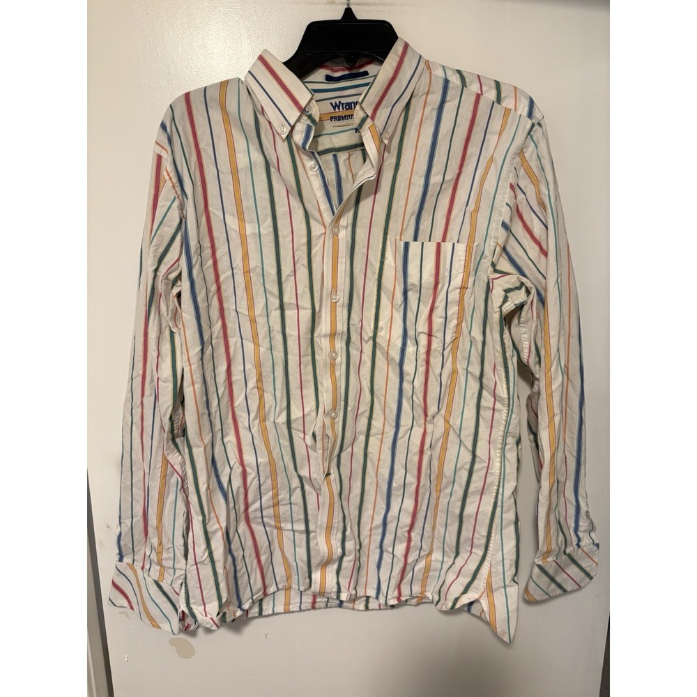 Wrangler Premium Striped Button Down Shirt Size Med